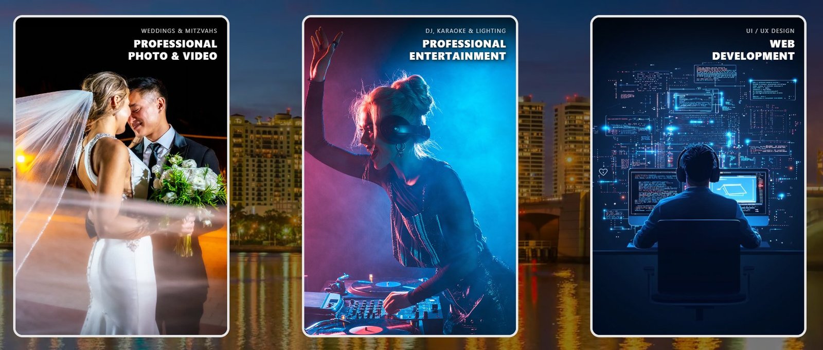 Florida Fine Media Group services — wedding photography, DJ entertainment, and web development